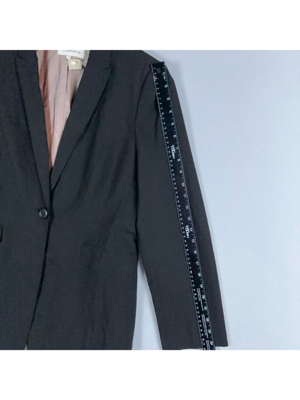 Calvin Klein Blazer Jacket Size 12 Black Single Breasted Wool Blend Notch Lapel - Picture 12 of 14